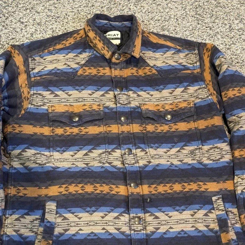 Ariat Men's Hartland Aztec Iron Heather Shirt Jacket-10046390 Size Large